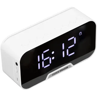 Elprico Radiowecker, D-88 Multifunktionaler Bluetooth-Wecker mit Lautsprecher, Lautsprecher mit Zwei Weckerfunktionen für Schlafzimmer, Büro(Weiß)