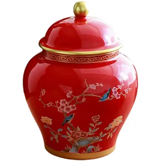 kowaku Dekorative Blumenvase Aus Porzellan Im Alten Chinesischen Stil mit Ingwerglas Und Deckel