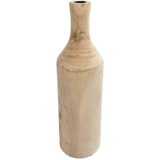 Holz Blumenvase XXL Flasche - 46 cm in Natur - Deko Vase naturbelassen - Tischdeko Fensterdeko für Kunstpflanzen und Pampasgras