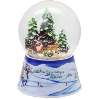 Nostalgie-Schneekugel Romantische Kutschfahrt Schlittenfahrt mit Weihnachtsbaum Spieluhr 10cm * 20111