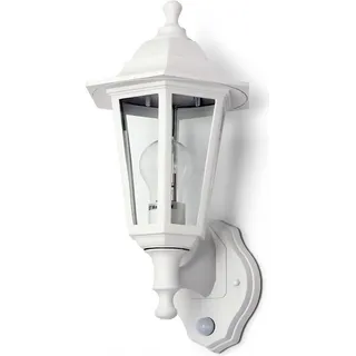 Kwazar Luminaire Außenwandleuchte E27 IP44 spritzwassergeschützt mit Bewegungsmelder weiß