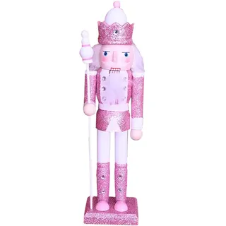 Colcolo 30cm Zarte Hölzerne Nussknacker Ornamente Figuren Weihnachtsdekorationen, Rosa