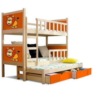 99rooms Kinderbett Zoo II (Kinderbett, Bett), 190x80 cm, mit Bettkasten, Kieferholz, mit Leiter und Rausfallschutz, Modern Design, für Kinder