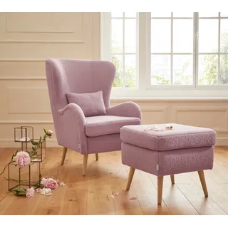 Sessel HOME AFFAIRE "Sallito, Ohrensessel, TV-Sessel", rosa (blush), B:76cm H:109cm T:85cm, Struktur Hahnentritt (67% Polypropylen, 33% Polyester);Samtoptik (100% Polyester);Fellimitat (100% Polyester);Samtcord (92% Polyester, 8% Polyamid);Struktur (100% Polyester);Struktur fein (100% Polyester), Sessel, Sessel, für Wohnzimmer, auch in Samtcord