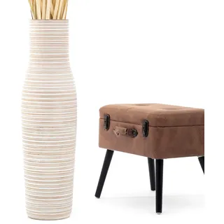 Leewadee Große Bodenvase 85 cm Mangoholz für Pampasgras & Trockenblumen