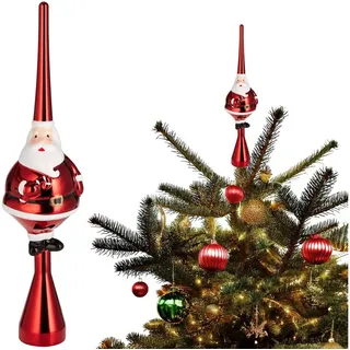 Brubaker Christbaumspitze 34900, Dicker Santa glänzend rot, Traditionell, aus Kunststoff, 8 x 35 cm