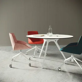 Runder Besprechungstisch Arkitek - 4 Farben wählbar, 1000x745 oder 1300x745 mm, Gestell aus hochwertigem Aluminium, runde Platte, vom Designer - Toro