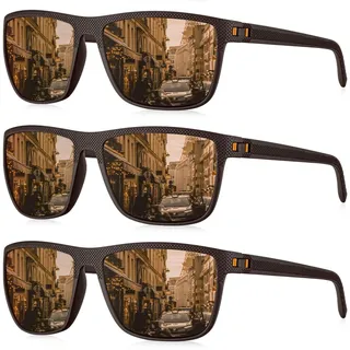 HENGOSEN Sonnenbrille Herren Polarisiert Sunglasses-Men: Sport Sonnenbrille Verspiegelt UV400 Schutz Fahren Angeln 3 PACK - Einheitsgröße