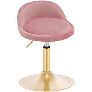 WOLTU Schminkstuhl, Hocker höhenverstellbar, Bürohocker drehbar, Esszimmerstuhl, Küchenhocker, Drehhocker, Schminkhocker, Samt, 42,5-58 cm, für Wohnzimmer Schlafzimmer,Rosa,BH425rs-1