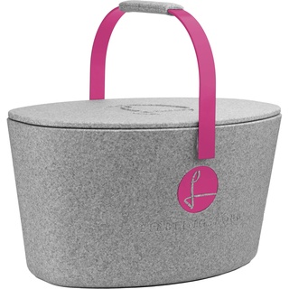 Lieblingskorb Plus silver grey (magenta) Einkaufskorb und Thermobox in einem, inklusive Deckel, isoliert, abwaschbar, Picknickkorb zum kühlen von Lebensmittel, Einkaufstasche, Volumen: 22 Liter