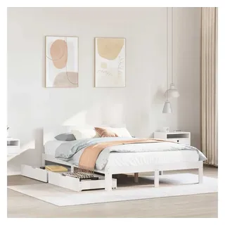vidaXL Massivholzbett 120 x 190 cm Weiß
