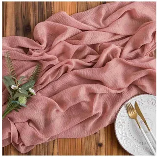 LuxusKollektion Tischläufer Tischläufer Käsetuch Musselin Chiffon Hochzeit Altrosa 80 x 400 cm rosa