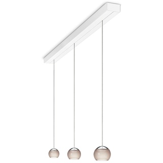 Oligo Balino LED Pendelleuchte mit unsichtbarer Höhenverstellung 3-flammig Haube chrom / Glas diamantgrau | weiß