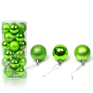 24 Stück Weihnachtskugeln Glänzend Glitzernd Matt Christbaumschmuck bis 4cm Grün
