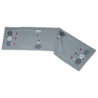 Tischdecke Tischläufer Stickerei verrückte Hühner Ostern 40 x 140 cm - grau - Grau