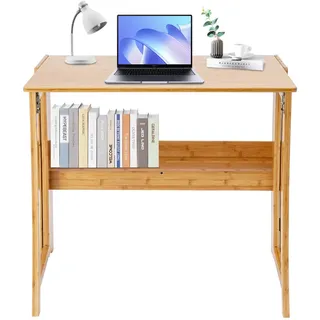 mesterth Tisch Kleiner Schreibtisch Klappbar Sekretär Faltbar Tisch Kleiner Computertisch Klapptisch Multifunktionstisch, Platzsparender, für Homeoffice Arbeitszimmer PC (Holzfarbe)