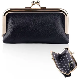Gosknor Echtes Leder Mini Schmuckkästchen, Kleines Schmucketui Reise Organizer Mini Geldbörse mit Kussverschluss Geschenke für Frauen zum Halten von Ringen Ohrringen Halsketten und Armbändern
