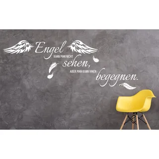 tjapalo® W-pkm54 Wandtattoo Wohnzimmer Wandtatoo Schlafzimmer Flur Mädchen Wandaufkleber Spruch Engel kann man nicht sehen (B100 x H 34 cm)