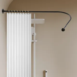 Duschvorhangstange Duschstange L Form Verstellbare Duschvorhang Winkelstange für Badezimmer Badewanne 72-95x90-130cm (Schwarz)