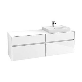 Waschbeckenunterschrank 160 x 55 cm Glossy White