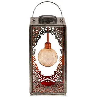 Dehner LED Solarleuchte Solar-Laterne Marsa, Lichtfarbe warmweiß, Metall, Warmweiß, romantische LED-Laterne mit orientalischen Ornamenten silberfarben