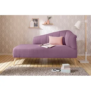 OTTO home Recamiere OTTO HOME "Lucy, Chaiselonge mit Massivholzfüßen und Steppung", lila, B:162cm H:85cm T:82cm, Struktur fein( 100% Polyester), Sofas, Recamiere, Armlehne links und rechts bestellbar