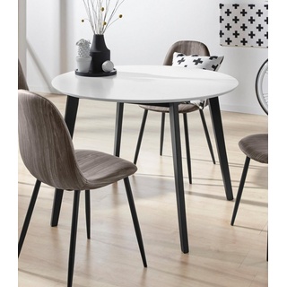 INOSIGN Esstisch Cody, Beine aus Massivholz, runde MDF-Tischplatte, in 2 Farbvarianten schwarz|weiß