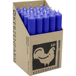 Stabkerzen aus Paraffin, 180/22 mm, Blau, KERZENFARM HAHN, Brenndauer ca. 8h, 25 Stück pro Verpackung