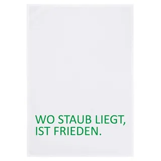 17;30 HOME Geschirrtuch, Humorvolles Design, 100% Baumwolle, WO Staub LIEGT IST Frieden Spruch, umweltfreundlich, weiß grün, 50x70 cm