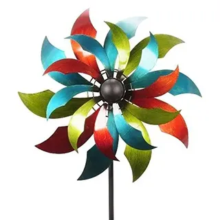 Wunderschönes & Buntes Windrad für Garten - XXL/Metall - Ø 70cm / Höhe: 230cm - Wetterfest - Hochwertige Qualität & Stabiler Standstab - Gartenstecker/Metallwindrad/Windräder - Gartendeko