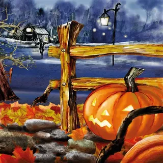20 Servietten Halloween-Kürbis im Garten | gruselig | Halloween | Herbst | Herbstservietten | G?ste | Tischdeko | Dekoration | Fest | Feier | basteln | Decoupage | Serviettentechnik 33x33cm
