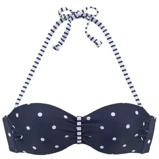 S.Oliver Bügel-Bandeau-Bikini-Top Damen marine-weiß Gr.34 Cup B