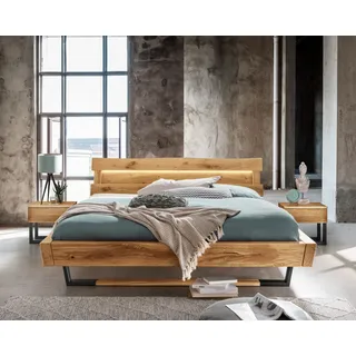 Massivholz »Edmonton« Wildeiche Balkenbett II 200x200 cm