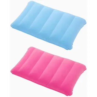 SCJJZ Kissen,Aufblasbares Kissen mit PVC-Beflockung, geeignet für Reisen, Outdoor, Auto, Flugzeug 47 * 30 cm (rosa/blau)
