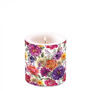 Ambiente Kerze Stumpenkerze Lampionkerze 9 cm hoch Anne Blumen floral