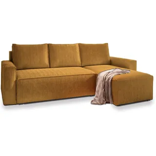 masseno Ecksofa mit Schlaffunktion L-Form, Sofa mit Bettkasten, Wohnzimmersofa, Couch, Soffa, Bettsofa, Couchgarnitur- Gelb, ¦ Maße cm, Wohnzimmer, Sofas & Couches, Wohnlandschaften, Ecksofas