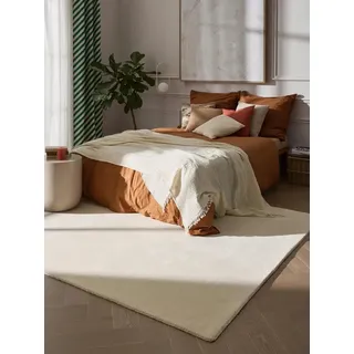 benuta Wollteppich Vera, rechteckig, Höhe: 11 mm, Kunstfaser, Berber, Ethno-Style, Wohnzimmer weiß rechteckig | 80 cm x 150 cm x 11 mm