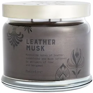 Leder-Musk-Kerzengefäß mit 3 Dochten, Moschus und Leder