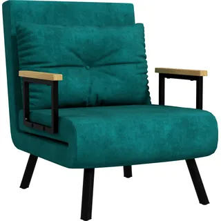 HOMCOM Schlafsessel 4 in 1 Sessel mit Schlaffunktion, 183 x 63 cm Klappbar Schlafsessel mit 5-stufig Verstellbarer Rückenlehne, Lendenkissen und Samtoptik für Wohnzimmer, Grün   Aosom