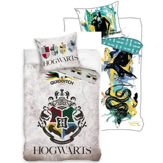 Carbotex Bettwäsche Harry Potter - Hogwarts - 2 x Bettwäsche im Doppelpack, 135x200 80x80, Baumwolle, 100% Baumwolle bunt