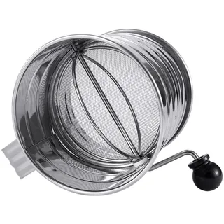 Supvox Mehlsieb Zufälliger Stil mit Skala aus Edelstahl Handkurbel Rotierendes Zuckersieb Professionelles Backsieb für Präzises Backen und Wiederholte Nutzung für Puderzucker und Kakao