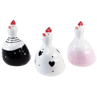 Florists Products Osterhase Deko Hühner Figuren Ostern Küken Set 9,5cm 3 Stück Keramik