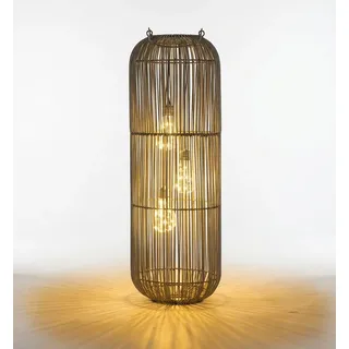 Formano Laterne Rattan 60 cm 3 LED Birnen inkl. Dämmerungssensor braun
