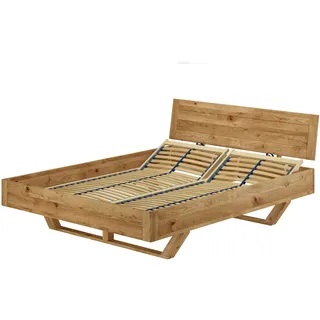 Erst-Holz Schwebebett Doppelbett 160x200 Eiche massiv geölt mit Zubehör V-60.89-16 Federholzrahmen inkl.
