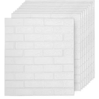 Ikodm 20 Stück 3D Wandpaneele Selbstklebende Schaumstoff Wandtattoo, 77x70cm,Wasserfeste und Schmutzabweisende Wandaufkleber, Wandsticker für Badezimmer Schlafzimmer Wohnzimmer Balkon Küche