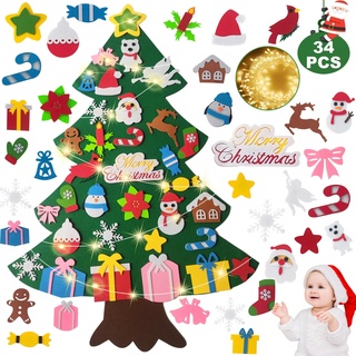 3.28ft DIY Filz Weihnachtsbaum Set Für Kinder, Weihnachten Dekoration Mit Abnehmbaren Hängenden Ornamenten, Für Home/Tür/Wand Dekor
