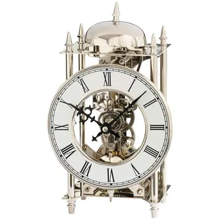 AMS 1184 Tischuhr Stiluhr Messing vernickelt mechanisch 14-Tage Schlagwerk