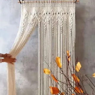 Handgewebter Türvorhang, Gewebter Spitzenvorhang Im Bohème-stil, Handgefertigter Baumwollvorhang, Kulisse Für Eine Hochzeit Im Bohème-stil (90 X 180 Cm)