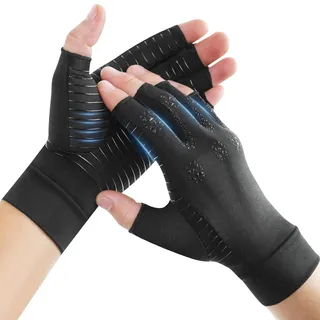 Donfri Arthrose Fingerlose Handschuhe für Kompressionsstrümpfe Damen Herren, Rheuma Arthritis Kompression Handschuhe lindern Schmerzen bei Rheuma, RSI, Karpaltunnel, Gelenkschmerzen (S)