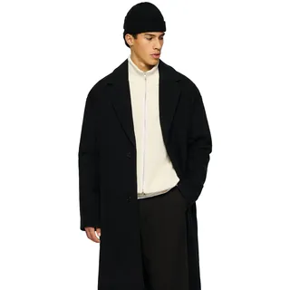 Burocs Oversized Coat - Herrenmantel mit Reverskragen - Wollmischung - Innentasche - weiter Schnitt - XS